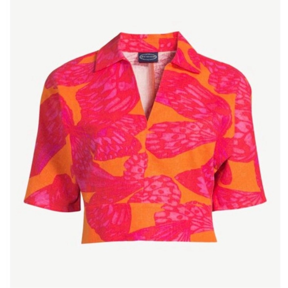 Bold Pink & Orange Patterned Women's Crop Top NWT